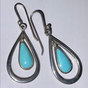Vintage 925 Turquoise Tear Shape Earrings